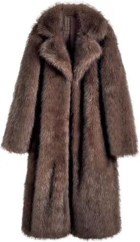 Women's Shaggy Faux Fur Warm Maxi Overcoat Outwear,Fluffy Winter Parka Long Jackets Coats