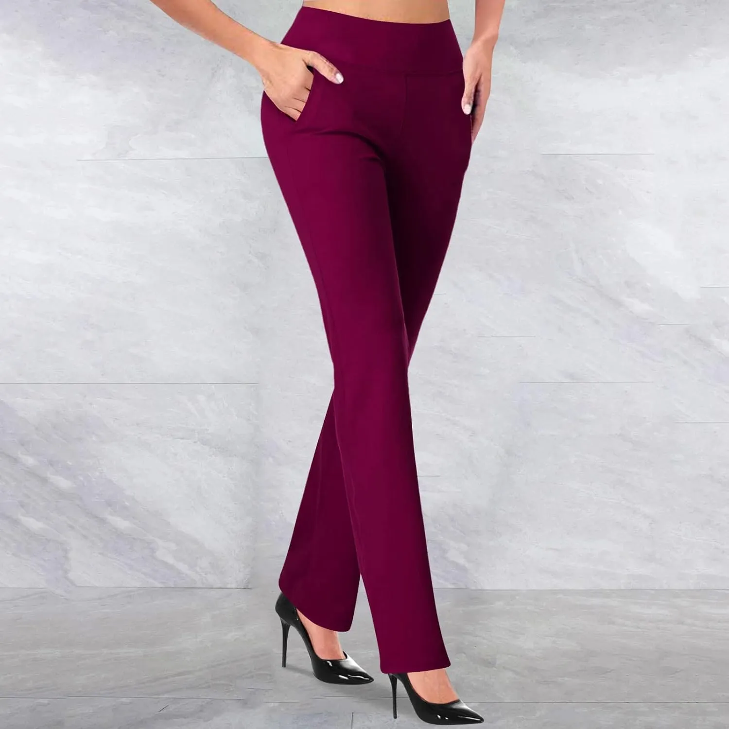 Work Pants for Women 2025 High Waist Stretch Soft Comfy Athletic Workout Yoga Pants Fashion Casual Business Trousers