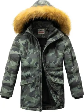 WULFUL Boy's Winter Coat Waterproof Fleece Lined Parka Jackets Kids Hooded Puffer Outerwear