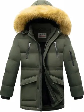 WULFUL Boy's Winter Coat Waterproof Fleece Lined Parka Jackets Kids Hooded Puffer Outerwear