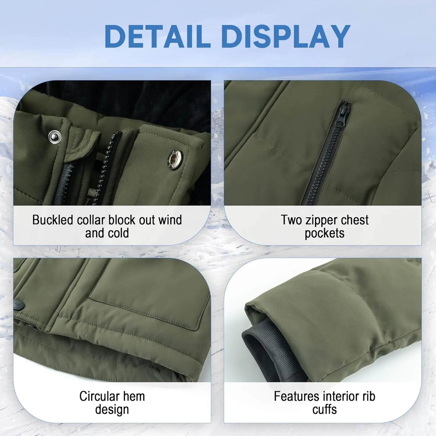WULFUL Boy's Winter Coat Waterproof Fleece Lined Parka Jackets Kids Hooded Puffer Outerwear