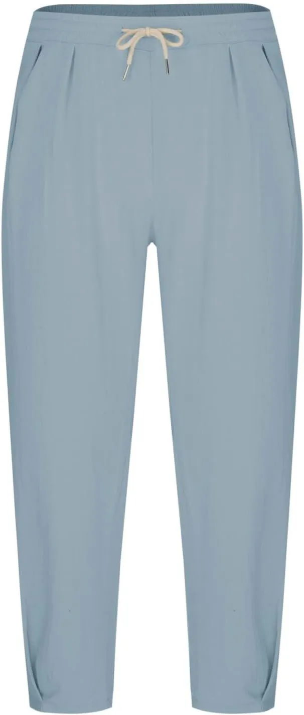 Xiaojmake Mens Cotton Linen Harem Pants Casual Cropped Trousers Lightweight Drawstring Loose Beach Yoga Pants with Pockets