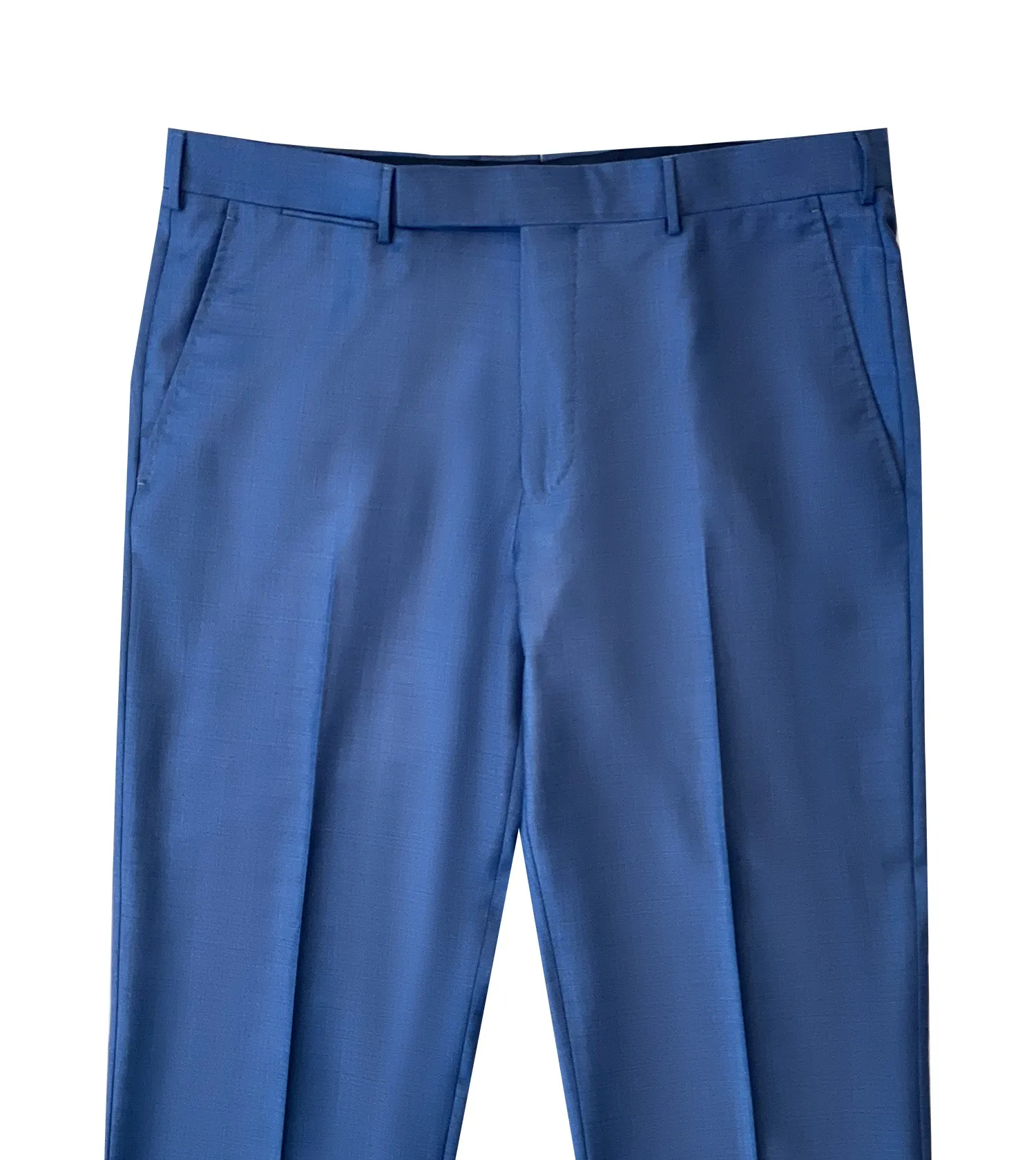 ZEGNA Blue Solid Trofeo Flat Front Pants
